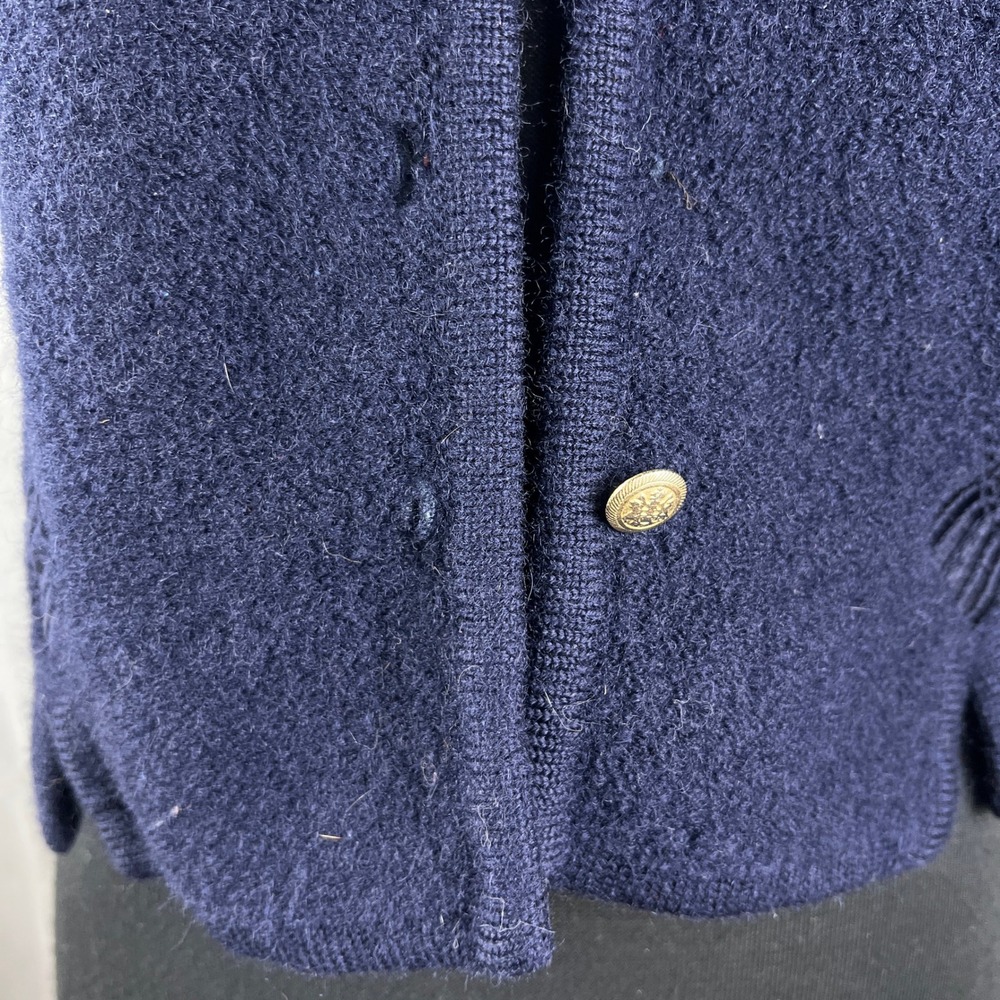 Vintage Pendleton Cardigan Sweater Vest Womens Medium Navy Virgin Wool Winter